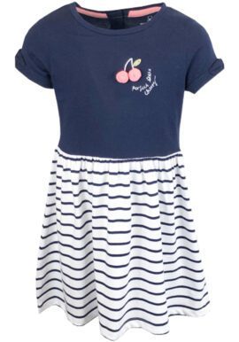 Ex Mothercare Navy Striped Cherry Pom Pom Dress.pk of 15