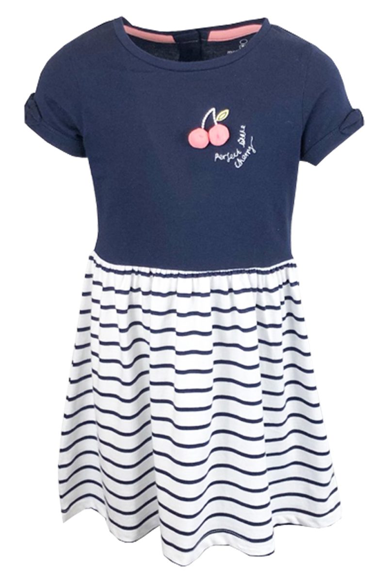 Ex Mothercare Navy Striped Cherry Pom Pom Dress.pk of 15