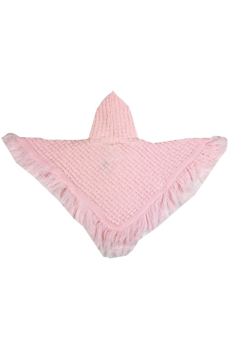 Baby Town Boutique Girls Knitted Hooded Pink Poncho.pk of 6 - Image 2