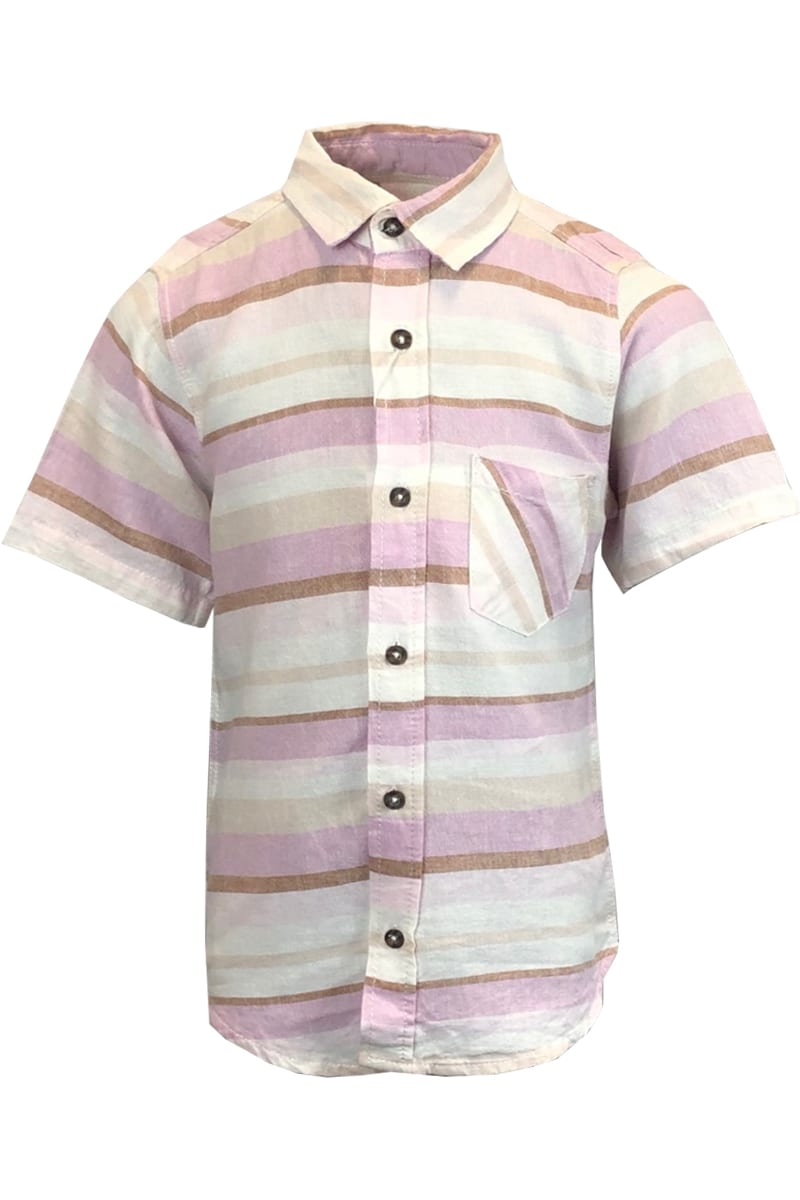 ZARA Boys Cream Brown Pink Lilac Striped Shirt.pk of 12