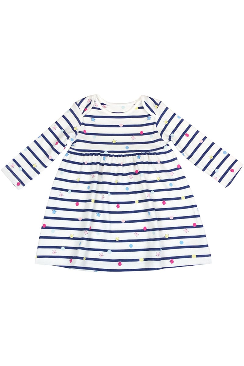 EX MOTHERCARE Baby Girls Navy Striped Cat Design Dress.pk of 19 - Image 3