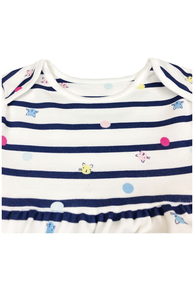 EX MOTHERCARE Baby Girls Navy Striped Cat Design Dress.pk of 19 - Image 4