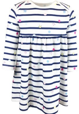 EX MOTHERCARE Baby Girls Navy Striped Cat Design Dress.pk of 19