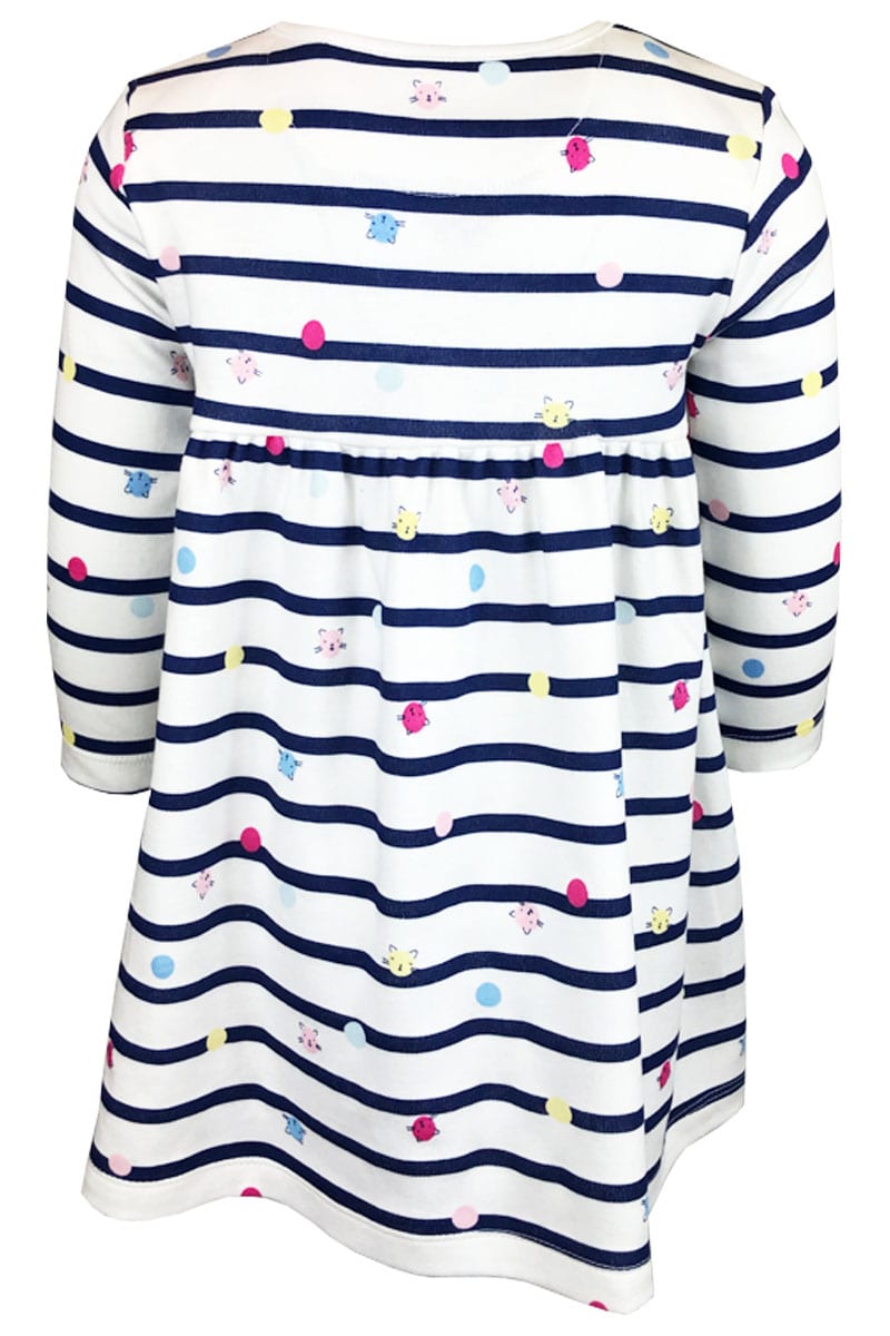 EX MOTHERCARE Baby Girls Navy Striped Cat Design Dress.pk of 19 - Image 2