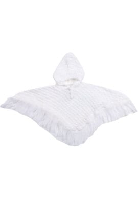 Baby Town Boutique Girls Knitted Hooded White Poncho.pk of 6