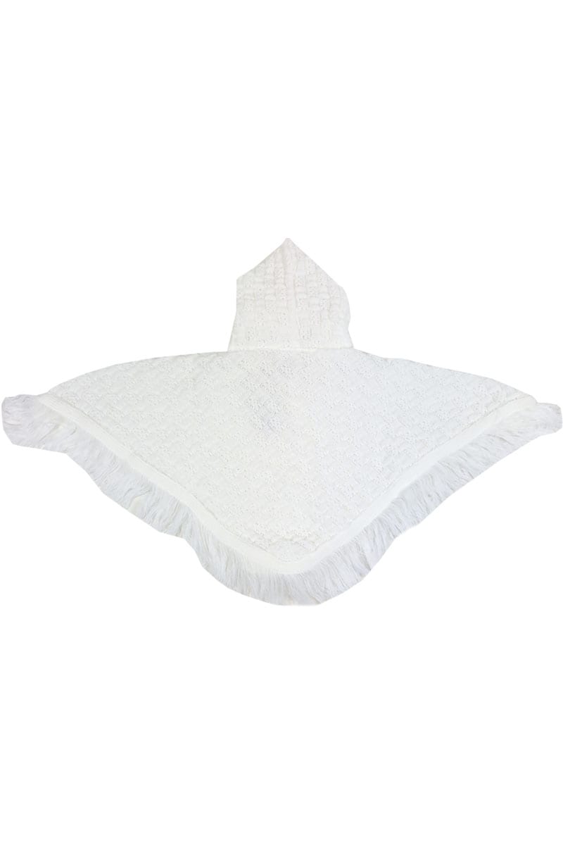 Baby Town Boutique Girls Knitted Hooded White Poncho.pk of 6 - Image 2