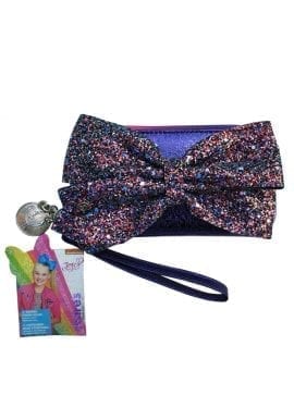 JoJo Siwa Cosmetic Cake Glitter Bow Wristlet Purple Purse.pk of 6