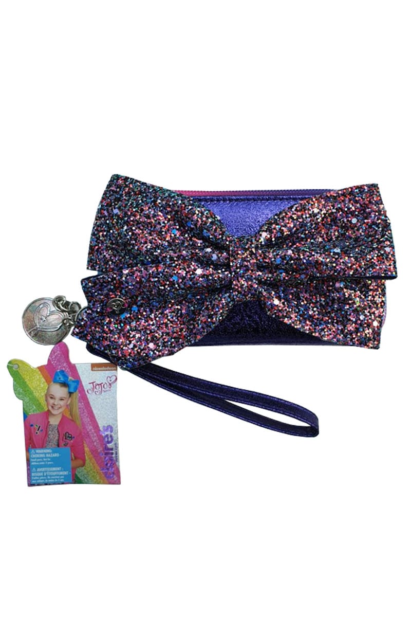 JoJo Siwa Cosmetic Cake Glitter Bow Wristlet Purple Purse.pk of 6