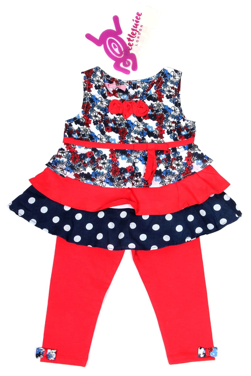 Beetle Juice - Baby Beetle Girls Bow Top and Legging Set.