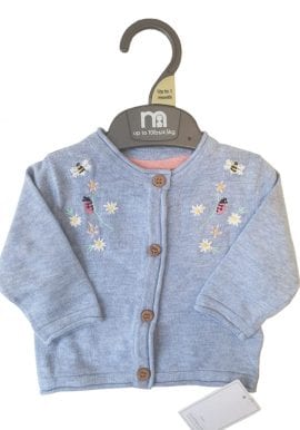 Ex Mothercare Girls Knitted Blue Floral Embroidered Cardigan pk of 9