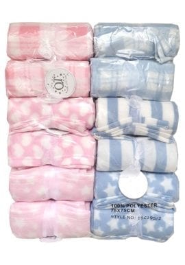 Babytown Baby Boutique Soft Fleece Blankets.pk of 12
