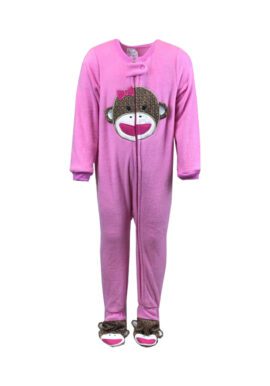 Chainstore Pink Fleece Monkey Onesie. pk of 6