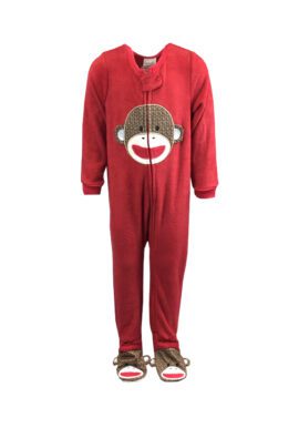Chainstore Red Fleece Monkey Onesie.pk of 6