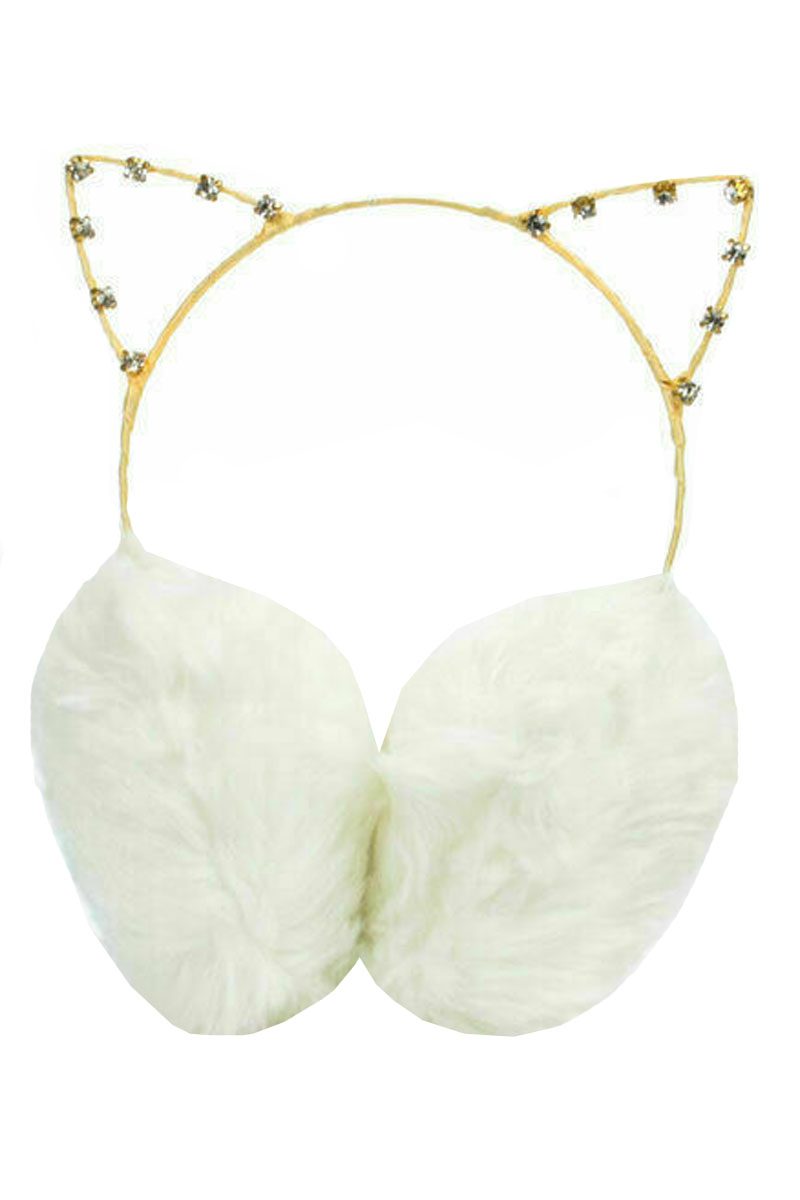 Childrens Cat Diamante Earmuffs.pk of 6