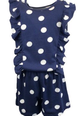 Ex Dunnes Navy Blue White Spot Playsuit.pk of 16