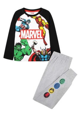 Fully Licensed Marvel Hero's Black Sleeves Pyjamas.pk of 9