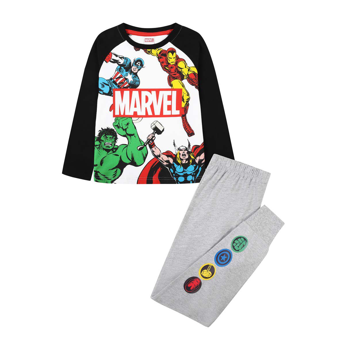 Fully Licensed Marvel Hero's Black Sleeves Pyjamas.pk of 9