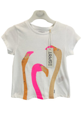 Girls Designer ESPRIT White Flamingo Print T-Shirt.pk of 11