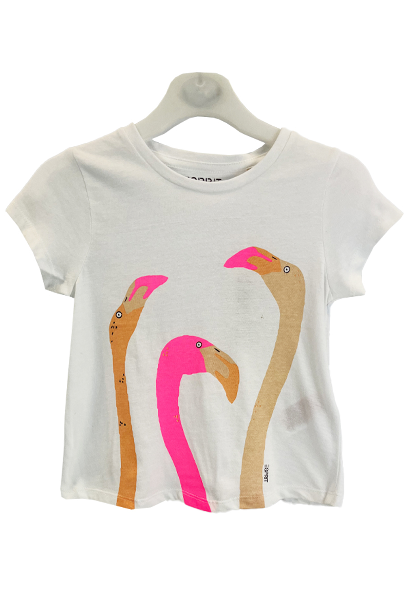 Girls Designer ESPRIT White Flamingo Print T-Shirt.pk of 11 - Image 2