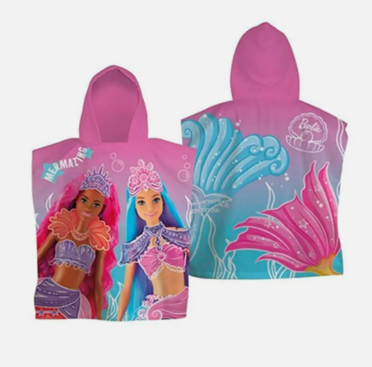 Fully Licensed Barbie Mermaid Hooded Poncho Towel.pk of 3 - Image 2