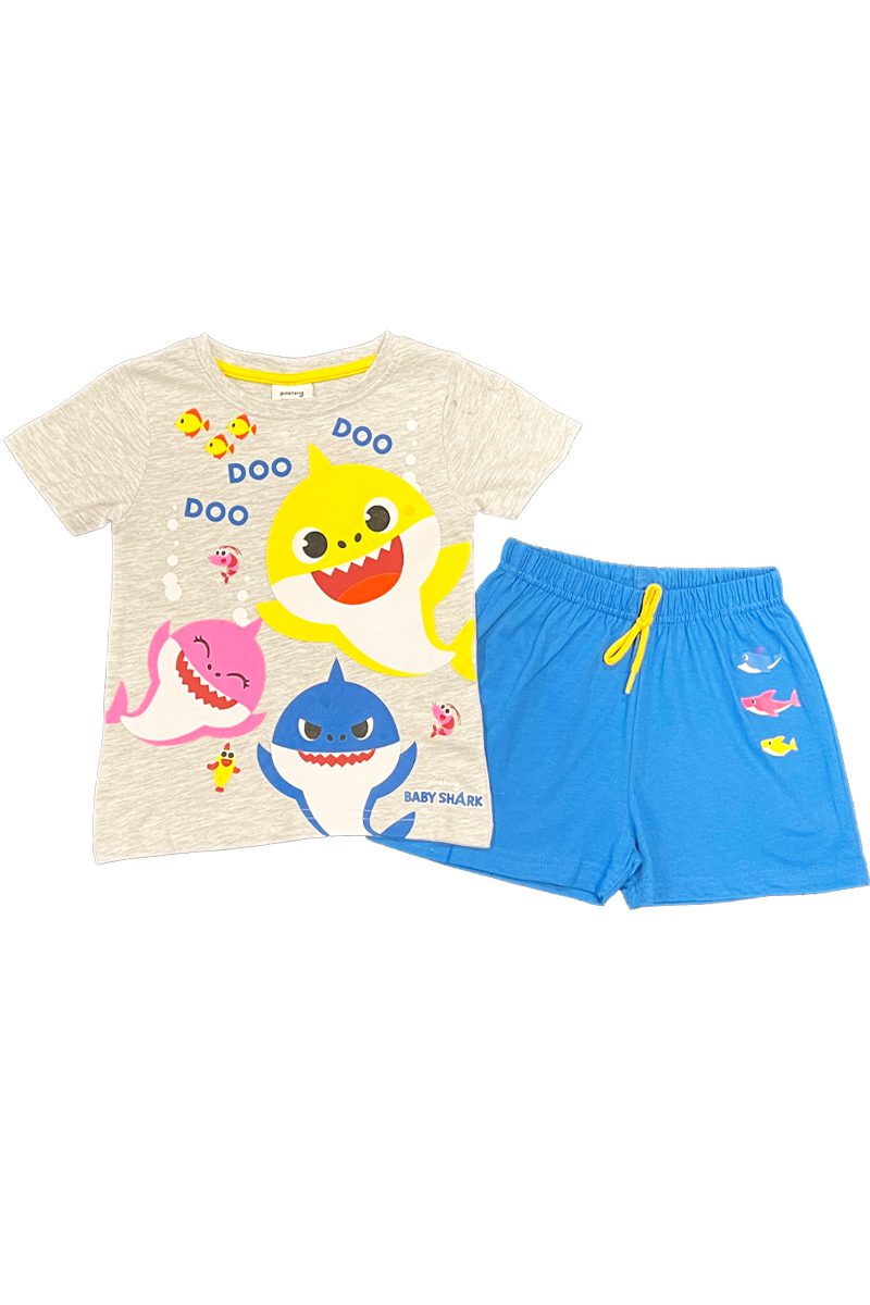 Fully Licensed Baby Shark Grey Doo Doo Doo Short Pyjamas.pk of 5