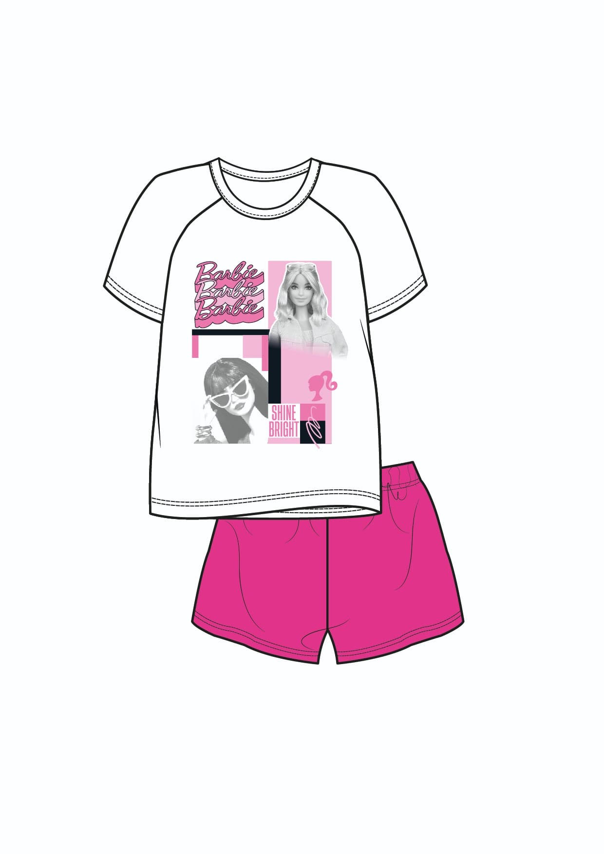 Fully Licensed Barbie Short Pyjamas pk of 6