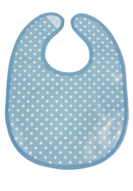 Ex Cath Kids Pale Blue White Spot PVC Coated Velcro Bib.pk of 4