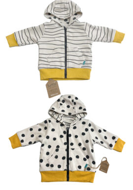 Baby Boutique Lumii Unisex Reversible Spot/Striped Hooded Zip Jacket.pk of 6