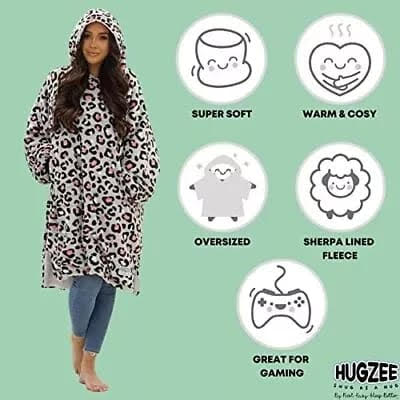 Hugzee Leopard Print Wearable Hooded Fleece. - Image 5