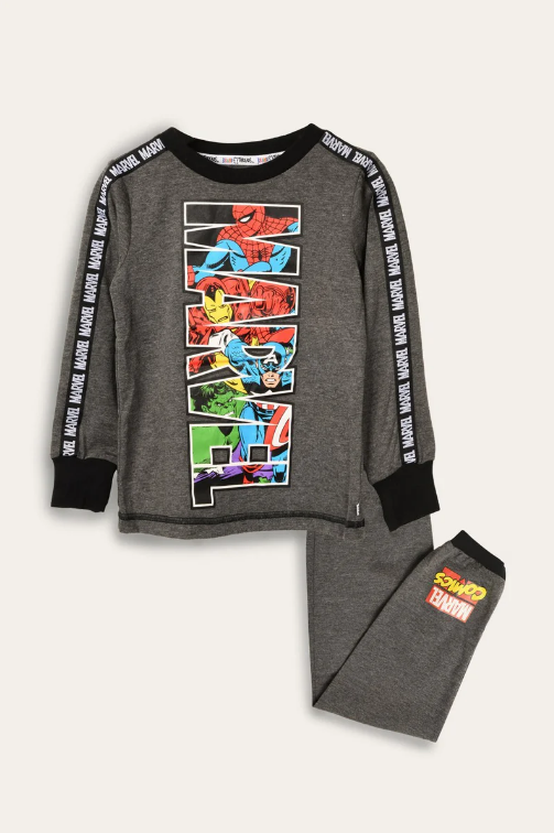 Fully Licensed Boys Grey Avengers Marvel Pyjama Set pk of 4 - Image 5