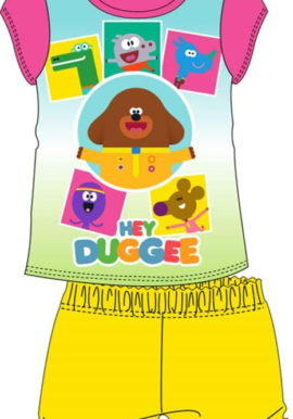 Fully Licensed Girls Hey Duggee Dark Pink, Yellow and Blue Short Pyjama Set pk of 6