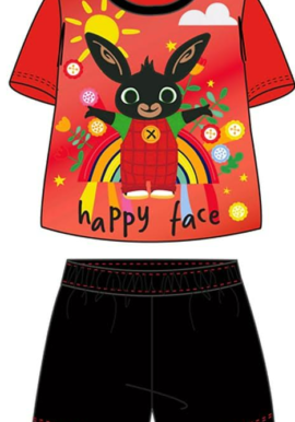 Fully Licensed Boys Bing Red and Black Short Pyjama Set pk of 6