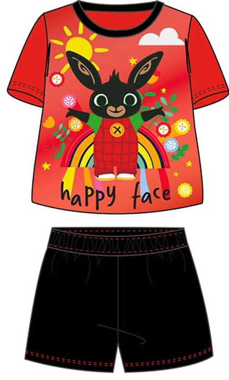 Fully Licensed Boys Bing Red and Black Short Pyjama Set pk of 6