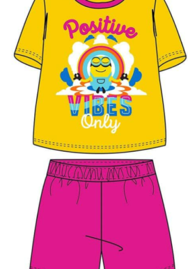 Fully Licensed Girls Minion Positive Vibes Short Pyjama Set pk of 6