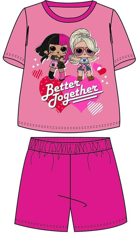 Fully Licensed Girls Lol Doll Pink Short Pyjama Set pk of 6
