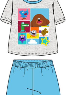 Fully Licensed Boys Hey Duggee Marl Grey and Blue Short Pyjama Set pk of 6