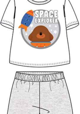 Fully Licensed Boys Hey Duggee White & Marl Grey Short Pyjama Set pk of 6