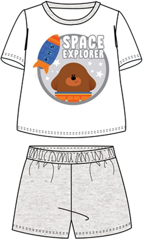 Fully Licensed Boys Hey Duggee White & Marl Grey Short Pyjama Set pk of 6