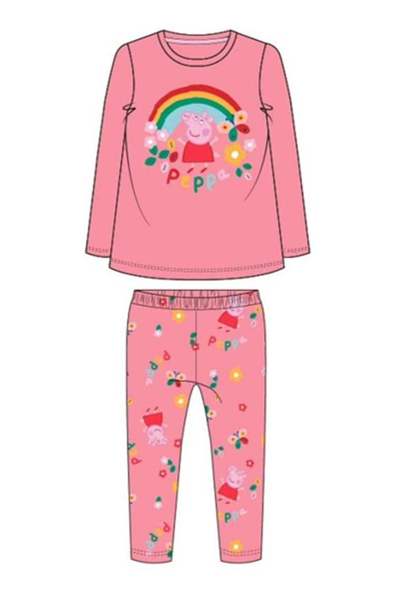 Fully Licensed Peppa Pig 2pce Set / Pyjamas. Pink Rainbow Top, Pink AOP Leggings pk of 4