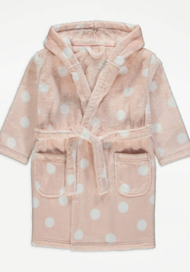 Ex Chainstore Girls Soft Fleece Pink Hooded Dressing Gown pk of 5