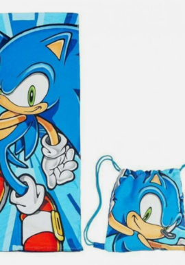 Fully Licensed Sonic The Hedgehog Fold Out Towel Bag pk of 3