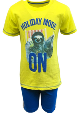 Ex Chainstore Yellow Sloth Short Pyjama Set pk of 17