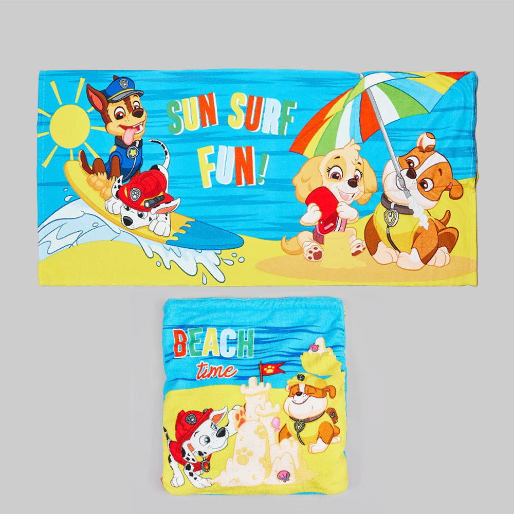 Fully Licensed Paw Patrol Fold Out Towel Bag pk of 3