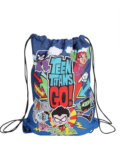 Fully Licensed Teen Titans Go Drawstring Swim/Gym Bag pk of 6