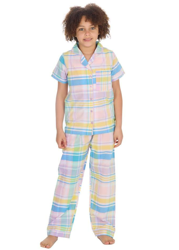 Forever Dreaming Yellow/Blue Button up Short Sleeved Pyjamas. Pk of 5