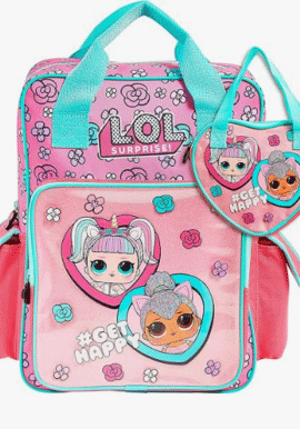 Fully Licensed LOL Doll Large 2pce Backpack. Pk of 3