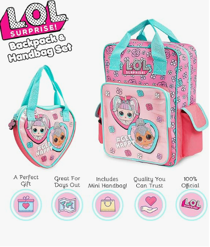 Fully Licensed LOL Doll Large 2pce Backpack. Pk of 3 - Image 3