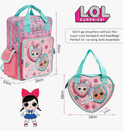 Fully Licensed LOL Doll Large 2pce Backpack. Pk of 3 - Image 2