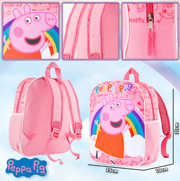 Fully Licensed Peppa Pig Rainbow Backpack. Pk of 3 - Image 2