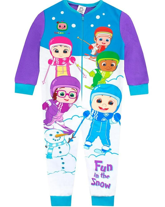 BULK BUY Fully Licensed Cocomelon Skiing Onesie. Pk of 36